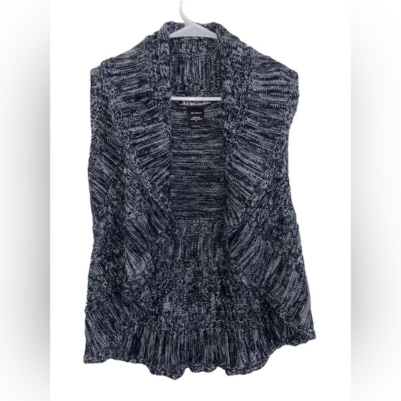 United States Sweaters Cardigan Grey Sleeveless Cowl Open Front Ruffle Sz: Small - Picture 1 of 8